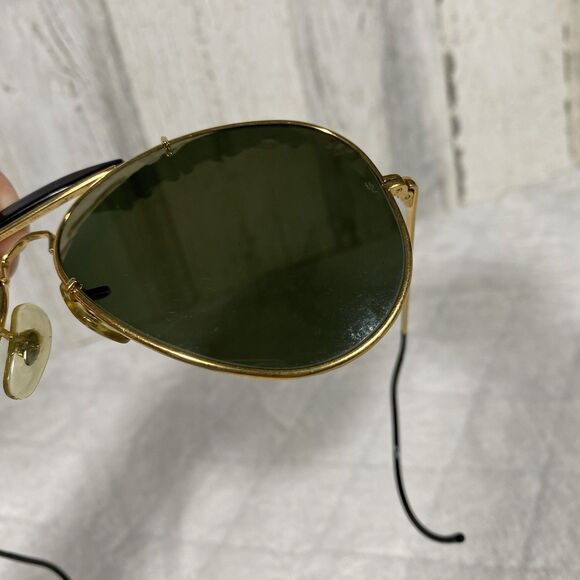 Vintage Ray Ban B&L Diamond Hard Aviator Shooter Sunglasses Gold Frames 62mm - Picture 5 of 14